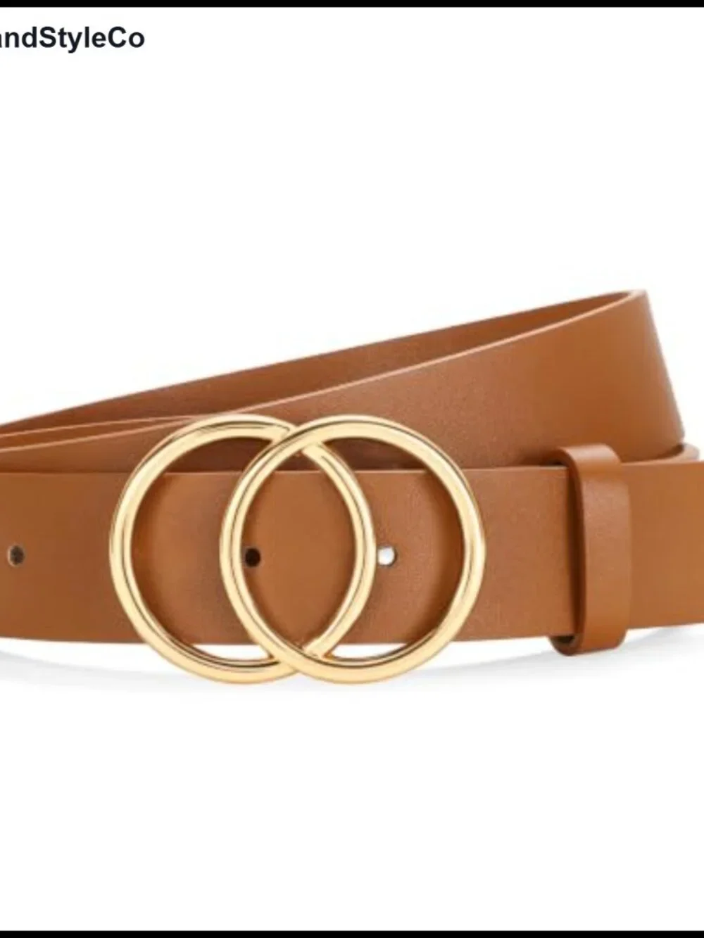 Faux Leather Double Ring Buckle Women's Belt Adjustable Waist Belt